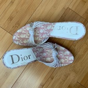 Vintage Dior Trotter Pink White Wedges 37.5